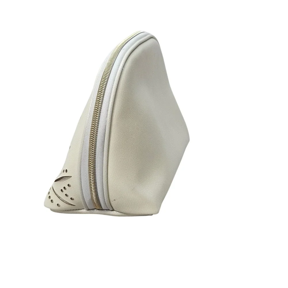 Victorias Secret Cream Laser Cut Floral Dome Cosmetic Bag Makeup‎ Travel Pouch